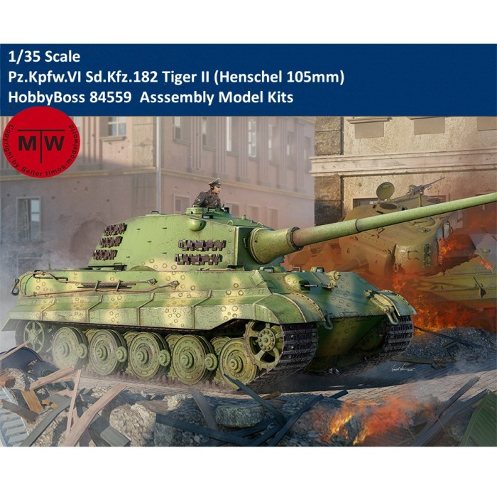HobbyBoss 84559 1/35 Scale Pz.Kpfw.VI Sd.Kfz.182 Tiger II (Henschel 105mm) Military Plastic Assembly Model Kits