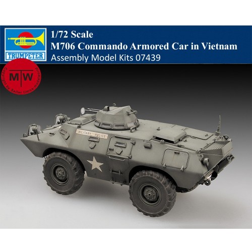 Trumpeter 07439 1/72 Scale M706 Commando Armored Car in Vietnam Military Plastic Assembly Model Kits