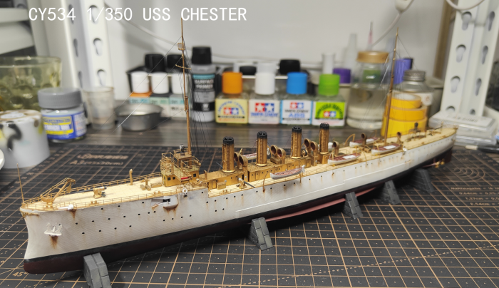 1/350 Scale USS Chester CS-1/CL-1 Cruiser Military Assembly Model Kit & Upgrade Set CY534