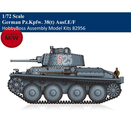 HobbyBoss 82956 1/72 Scale German Pz.Kpfw. 38(t) Ausf.E/F Military Plastic Tank Assembly Model Kits
