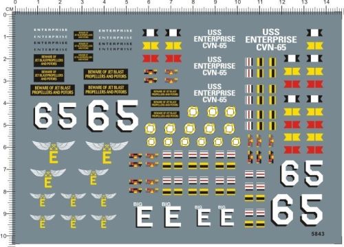 Decal for 1/350 Scale US Navy USS Enterprise CVN-65 Model Kit 5843