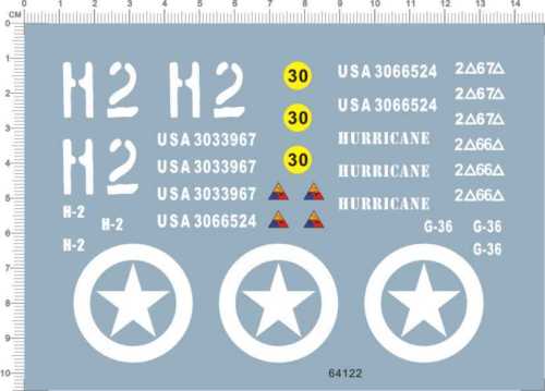 Decal for 1/16 1/18 Scale WWII US Sherman Tank Model Kit 64122