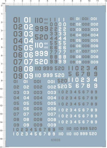 Universal 1/72 1/144 1/35 Scale US Army Number Military Model Decal 63935 Grey and White