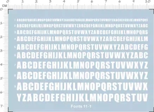 Decal English Letter Alphabet Fonts 11-1 for Different Scale Military Model Kit White