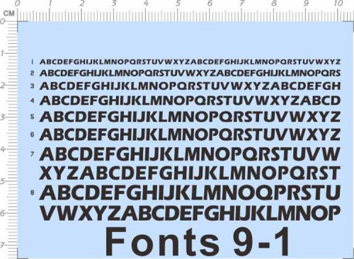 Decal English Letter Alphabet Fonts 9-1 for Different Scale Military Gundam Model Kit White/Black
