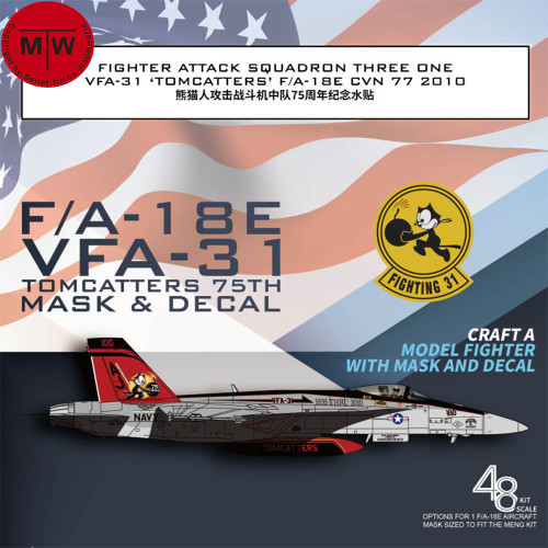 Galaxy G48025 1/48 Scale F/A-18E VFA-31 Tomcatters 75th Mask & Decal for Meng Model Kit