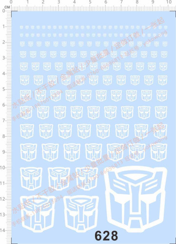 Decals Transformers for Different Scale Model 628 White