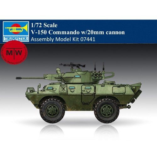 Trumpeter 07441 1/72 Scale V-150 Commando w/20mm cannon Military Plastic Assembly Model Kits