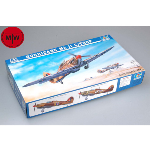 Sale Trumpeter 02416 1/24 Scale Hurricane Mk.ⅡC/Trop Fighter Military Plastic Aircraft Assembly Model Kits