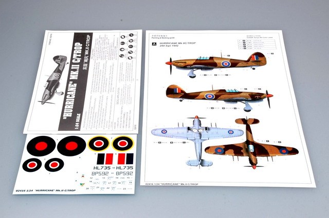 Sale Trumpeter 02416 1/24 Scale Hurricane Mk.ⅡC/Trop Fighter Military Plastic Aircraft Assembly Model Kits