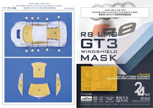 Galaxy D24002 1/24 Scale Audi R8 Lms Gt3 Windshiield Die-cut Flexible Mask for NUNU Kit
