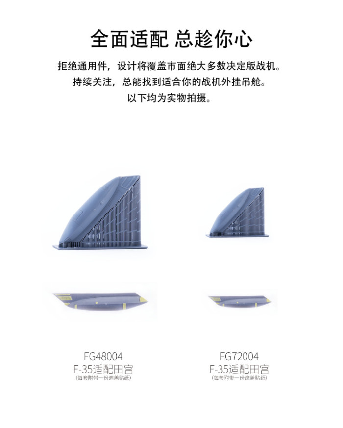 Galaxy 1/48 1/72 Scale F-35 Terma Multi-mission Model Fighter Resin External Pod for Tamiya Model