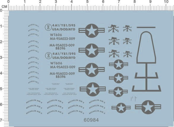 1/32 Scale F-16 F16 Fighting Falcon Model Water Slide Decal 60984 Gray/White