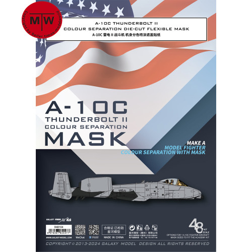 Galaxy D48104/D48105 1/48 Scale A-10C Thunderbolt II Color Separation Flexible Mask for Academy 12348/Great Wall Hobby L4829 Model Kit