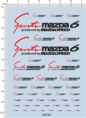 Decals mazda 6 for Different Scales Model Kits 00742