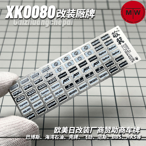 Alexen XK0080 Sponsor and Street wear brand Supreme/Vans/BBS/HKS Metal Plates for 1/64 Scale Model Kit