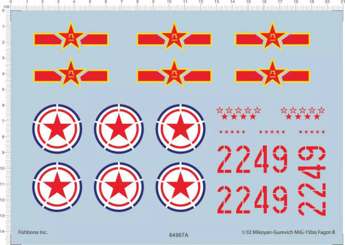 1/32 Scale Russia Air Force Mikoyan-Gurevich MiG-15bis Fagot-B Mdoel Kit Decal 64967A