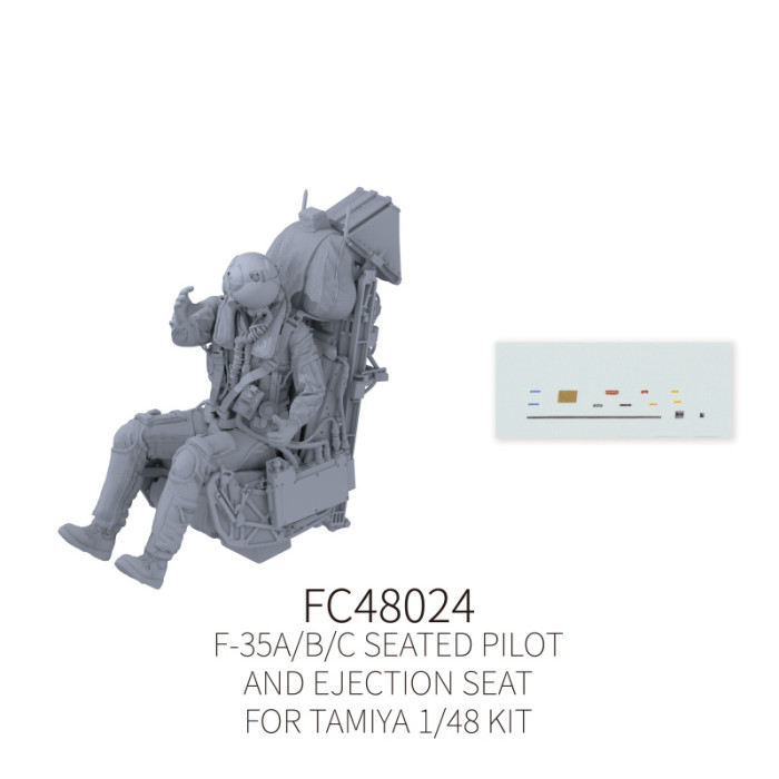 Galaxy 1/48 Scale F-35A/B/C Resin Seated Pilot Figure and Ejection Seat Unpainted Kit for Tamiya Model