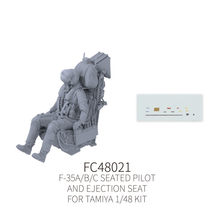 Galaxy 1/48 Scale F-35A/B/C Resin Seated Pilot Figure and Ejection Seat Unpainted Kit for Tamiya Model