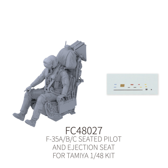 Galaxy 1/48 Scale F-35A/B/C Resin Seated Pilot Figure and Ejection Seat Unpainted Kit for Tamiya Model