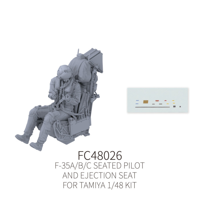 Galaxy 1/48 Scale F-35A/B/C Resin Seated Pilot Figure and Ejection Seat Unpainted Kit for Tamiya Model