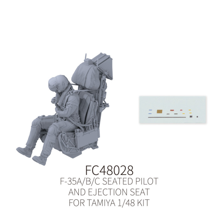 Galaxy 1/48 Scale F-35A/B/C Resin Seated Pilot Figure and Ejection Seat Unpainted Kit for Tamiya Model