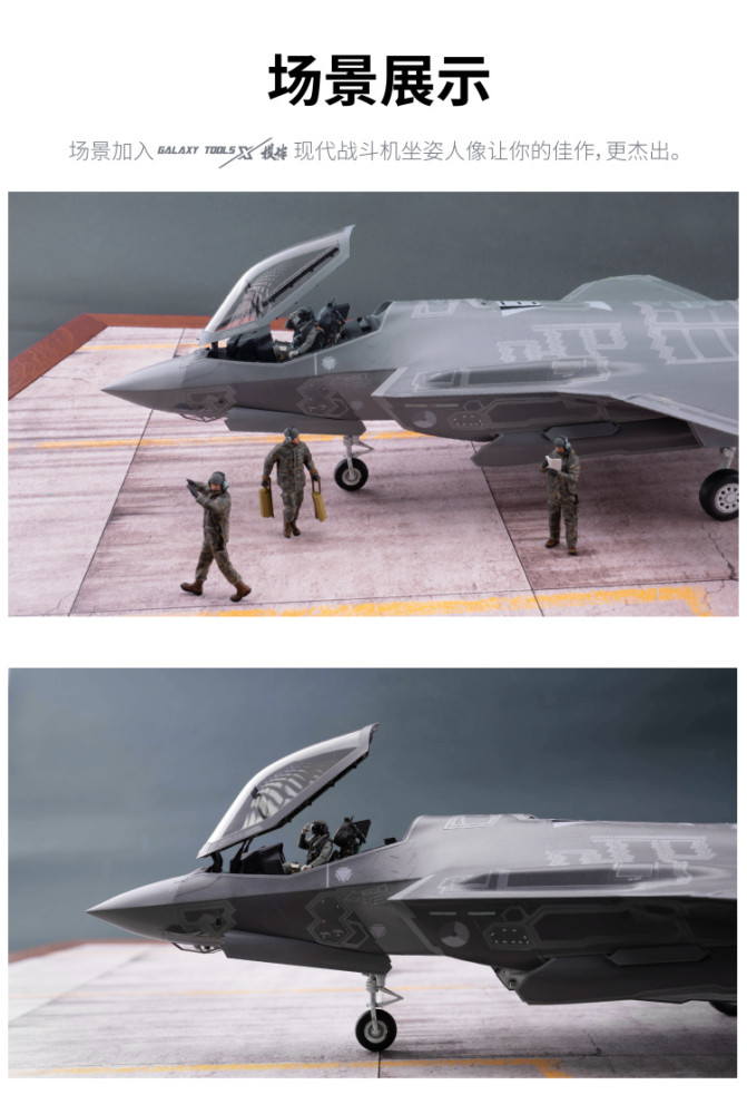 Galaxy 1/48 Scale F-35A/B/C Resin Seated Pilot Figure and Ejection Seat Unpainted Kit for Tamiya Model