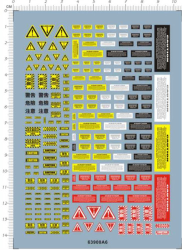 Warning Caution Danger Decal for Model Kit 63900A6