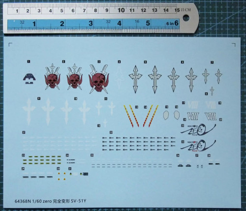 1/60 Scale Macross Zero SV-51Y Decals for Model Kit 64368N