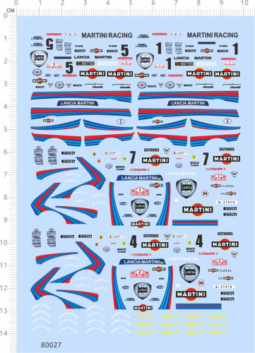 1/43 1/64 Scale Lancia Martini Decals for Car Model Kit 80027