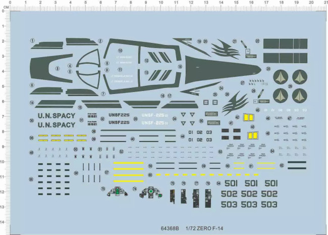 1/72 Scale Decals for Macross Zero F-14 Fighter Model Kit 64368B