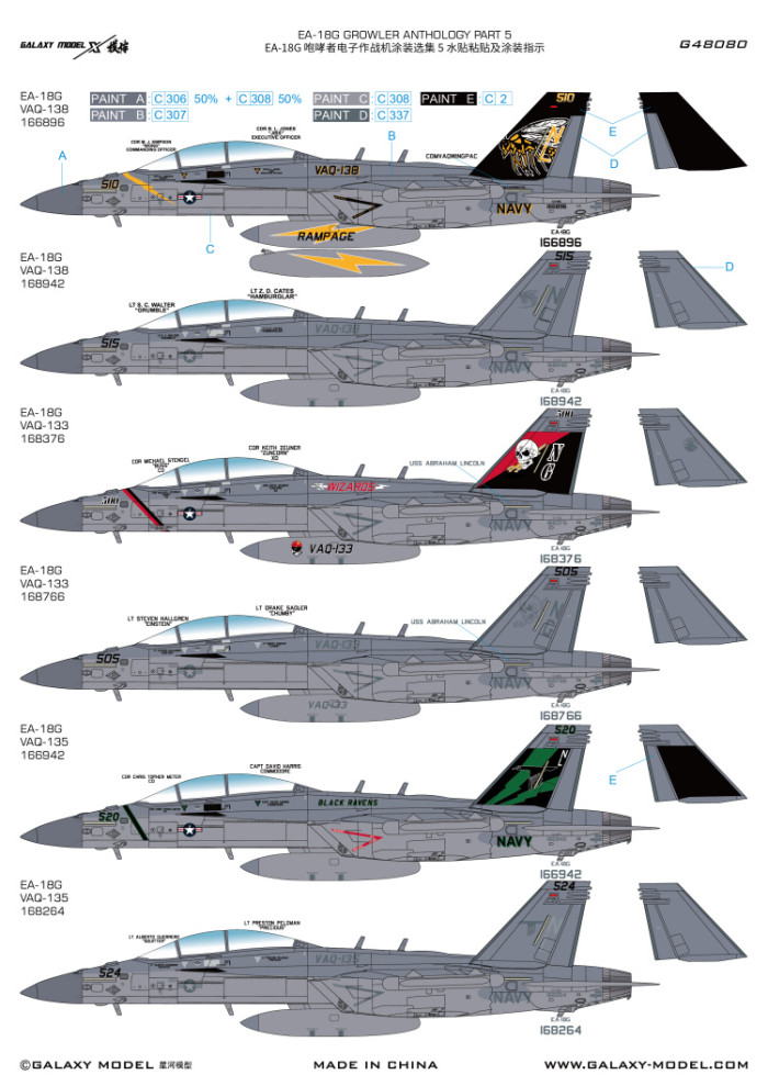 Galaxy G48078/G48080 1/48 Scale EA-18G Growler Anthology Mask & Decal for Meng Model Kit