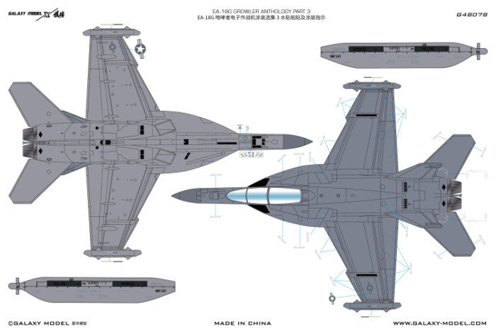 Galaxy G48078/G48080 1/48 Scale EA-18G Growler Anthology Mask & Decal for Meng Model Kit