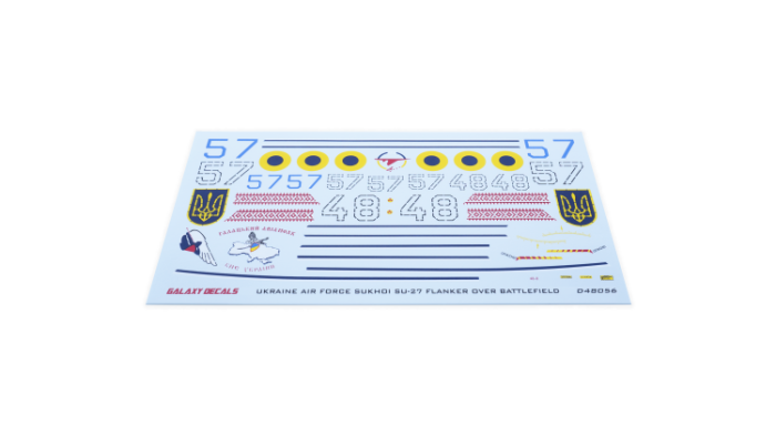 Galaxy D48056 1/48 Scale SU-27 Ukraine AF BLUE 48 & 57 Decal & Mask for Great Wall Hobby L4824 Model