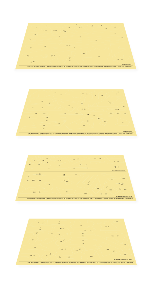 Galaxy D48056 1/48 Scale SU-27 Ukraine AF BLUE 48 & 57 Decal & Mask for Great Wall Hobby L4824 Model