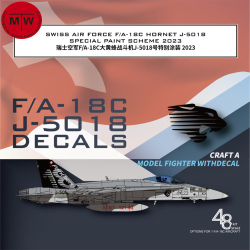 Galaxy G48074 1/48 Scale Swiss Air Force F/A-18C Hornet J-5018 Special Paint 2023 Decals for Model Kit