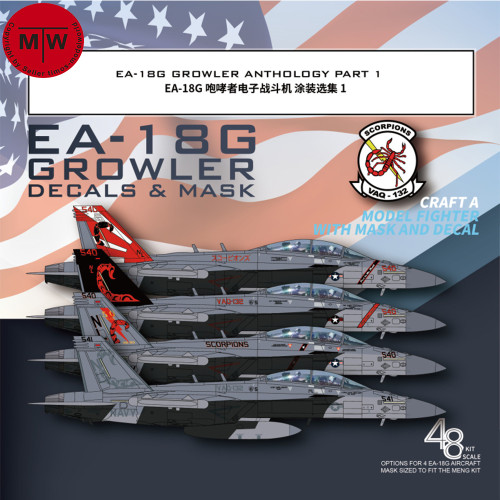 Galaxy G48067/G48070/G48079/G48081 1/48 Scale EA-18G Growler Anthology Part 2/1/4/6 Decal & Mask for Meng Model Kit