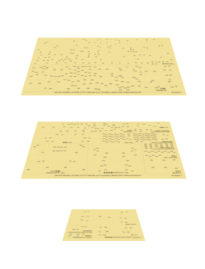 Galaxy D72030 1/72 Scale F-35B Lightning II Fighter Color Separation Die-cut Flexible Mask for Tamiya 60793 Model Kit