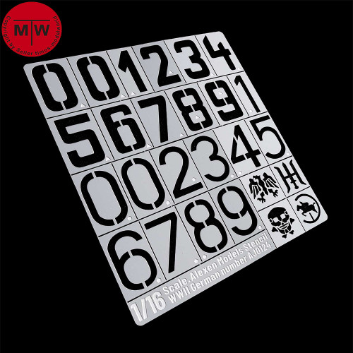 Alexen AJ0124 1/16 Scale WWII German Number Model Leakage Spray Stencil Template Tools