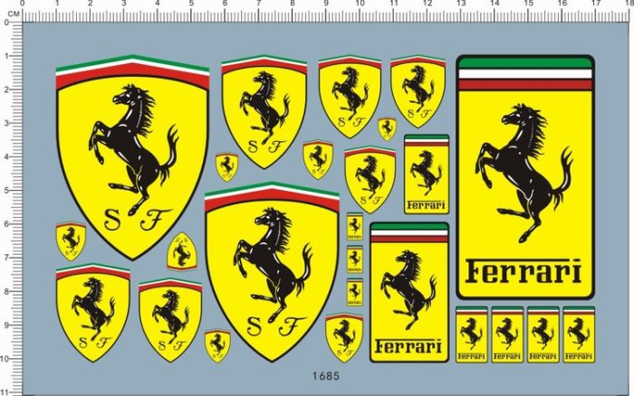 Ferrari Logo Decal for different scales Model Kits 1685