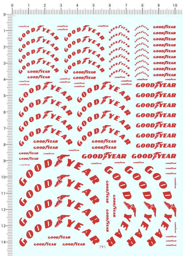 1/18 1/12 1/24 1/20 1/43 Scale Model Decals Goodyear good year C 791 White/Black/Yellow/Red/Blue