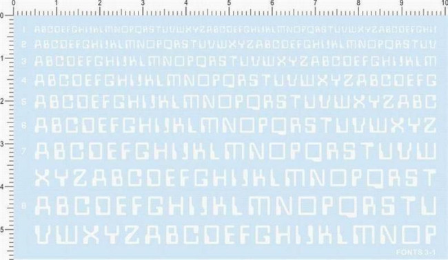 Capital English Letter Alphabet Fonts 3-1 Water Slide Decal for Different Scale Model Kits White