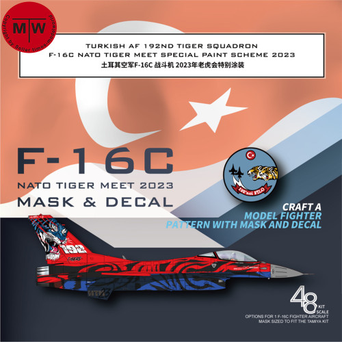 Galaxy D48099/D48100 1/48 Scale Turkish F-16C Nato Tiger Meet Special Paint 2023 Mask & Decal for Kinetic K48102/Tamiya 61106 Model Kits