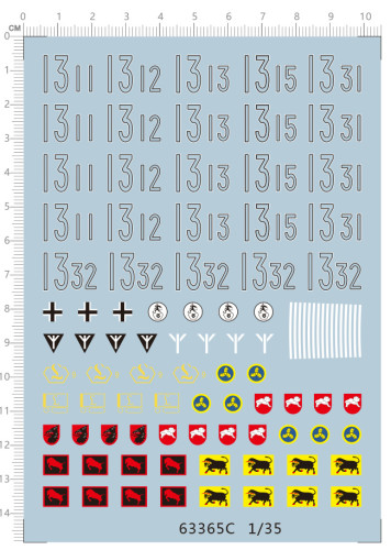 1/35 Scale German Tiger Tank Decal for Model Kits 63365C