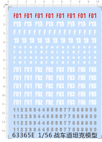 1/56 Scale F01 F03 F13 Number Water Slide Decal for Tank Model Kits 63365E