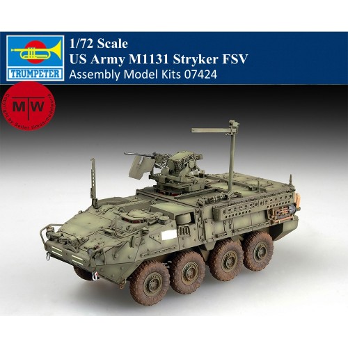 Trumpeter 07424 1/72 Scale US Army M1131 Stryker FSV Military Plastic Assembly Model Kits