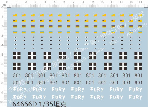 1/35 Scale Water Slide Decal for Tank Model Kits 64666D