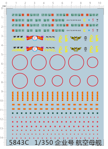 Decal for 1/350 Scale CVN-65 Enterprise Model Kits 5843C