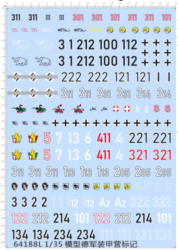 Number Markings Water Slide Decal for 1/35 Scale German Tank Armor Military Model Kit 64188L