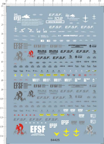Water Slide Decal for Gundam MG RX-78-2 EFSF Ver.2.0 GDM Model Kit 64425